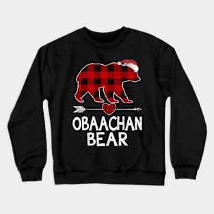 Red Plaid Obaachan Bear Santa Arrow Shirt Matching Pajama Family Crewneck Sweatshirt